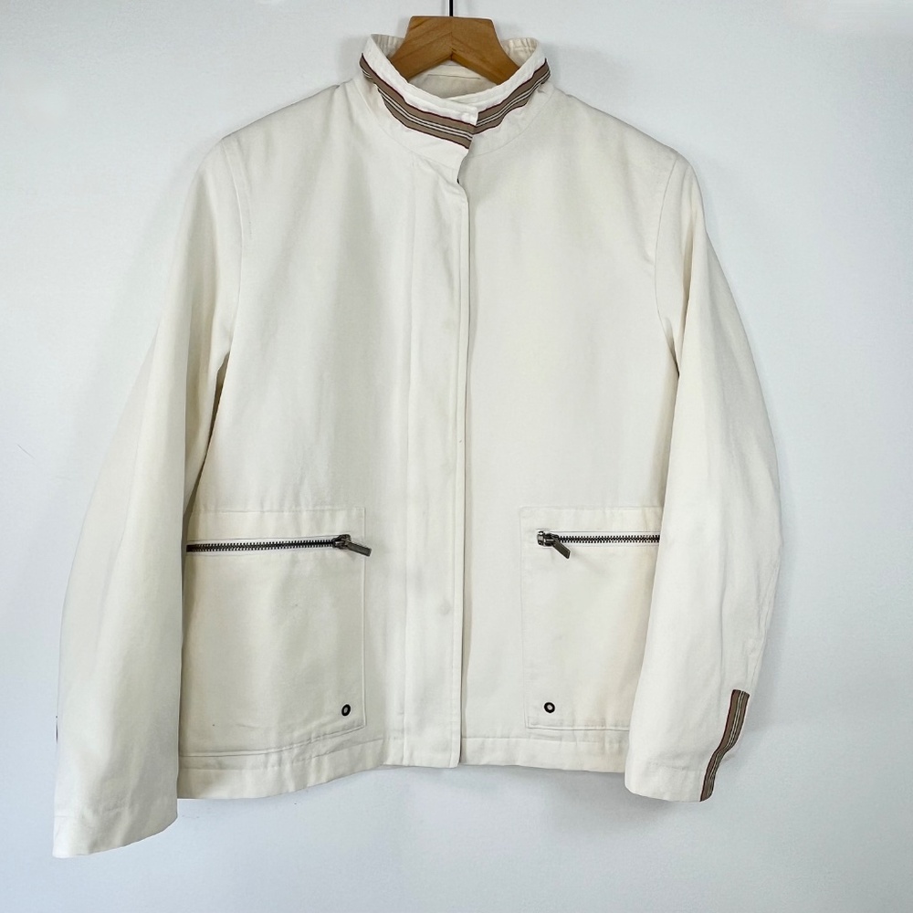 BURBERRY London Cream Zip Up Cotton Jacket